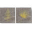 Minimal Botanical " Yellow Ferns Wood Effect Canvas " 2 - Pieces-56420092