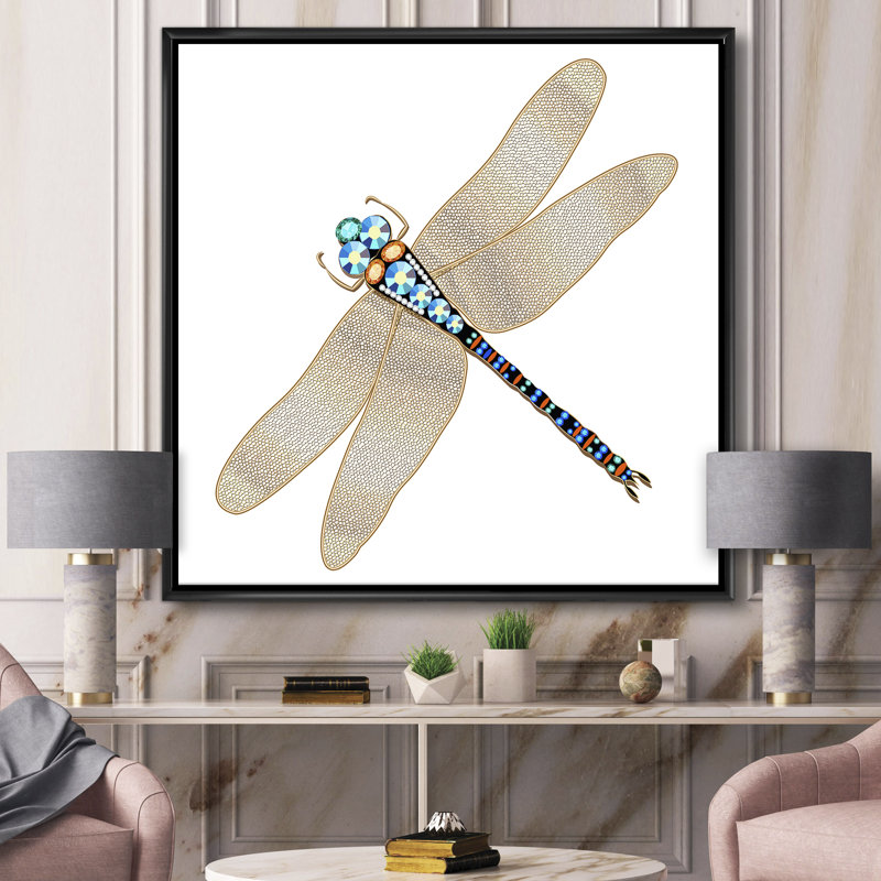 Libellule Rooch faite d'or et de pierres précieuses - impression sur toile, H 46 po x l 46 po x P 1,5 po