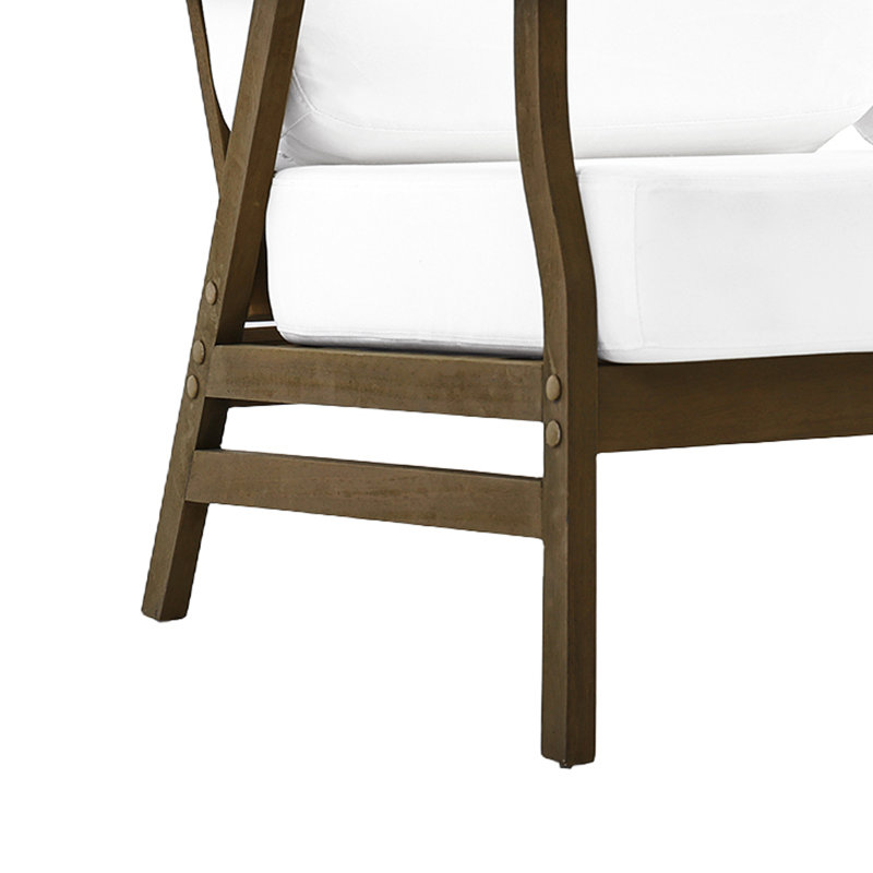 Ensemble de conversation 2 pièces, causeuse en bois de teck massif et table basse avec coussins, Beige, Brun