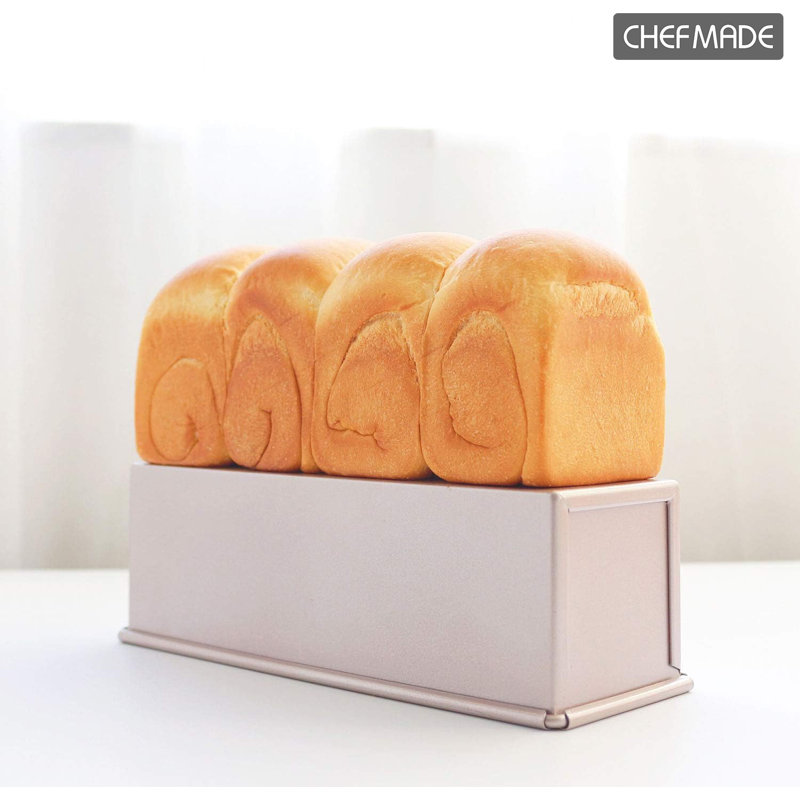 Mini Champagne Gold Carbon Steel Non-stick Loaf Pan with Lid