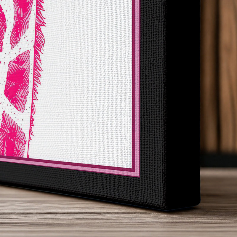 Pink Giraffe Modern - Wrapped Canvas, 18x12 - 45.7 x 30.5 cm, Black Border
