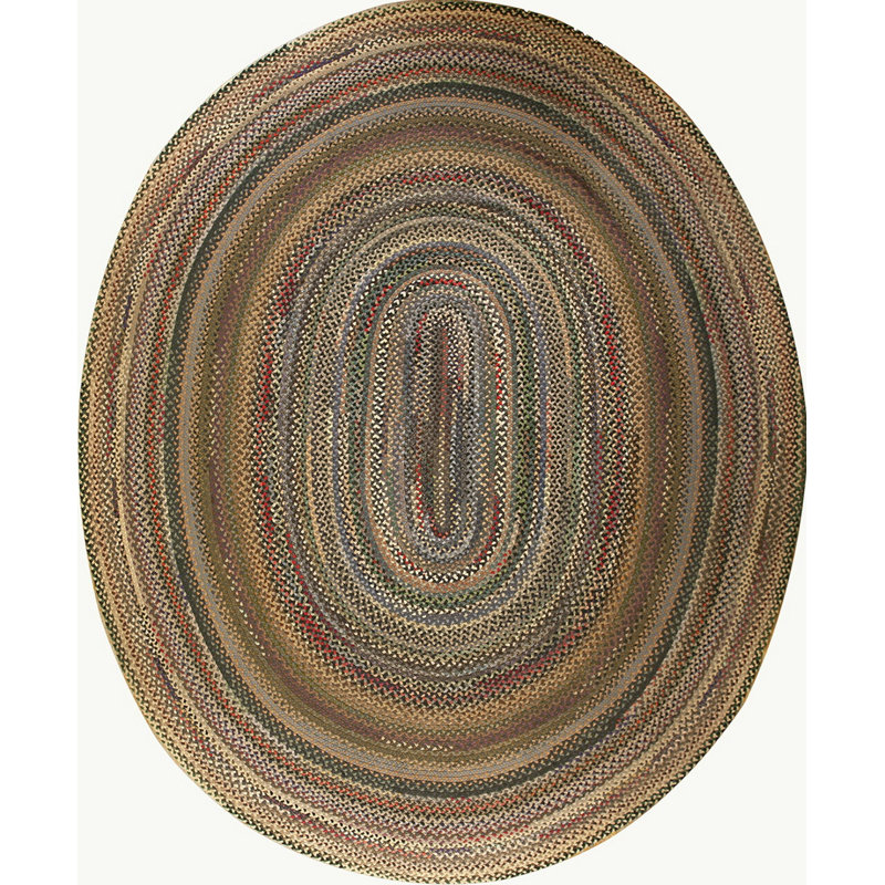 Antique Large Braided American Allover Flat Weave Oval Rug