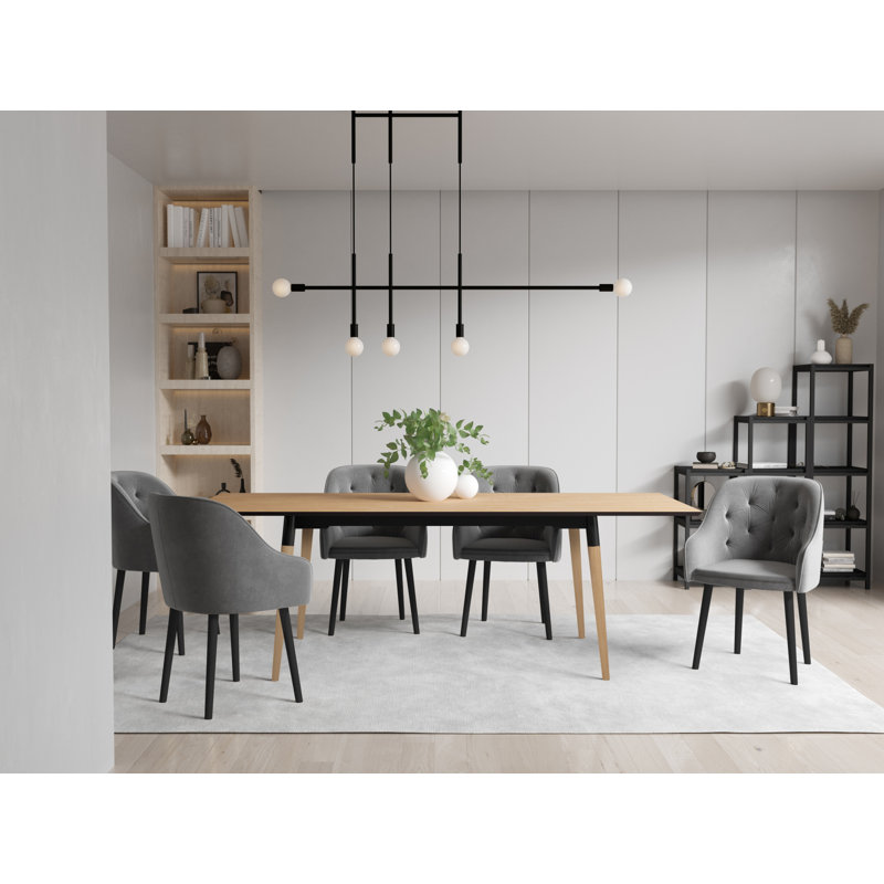 Collazo Extendable Rectangular Dining Table with Wood Base, H74 x L120 x W80cm, Natural