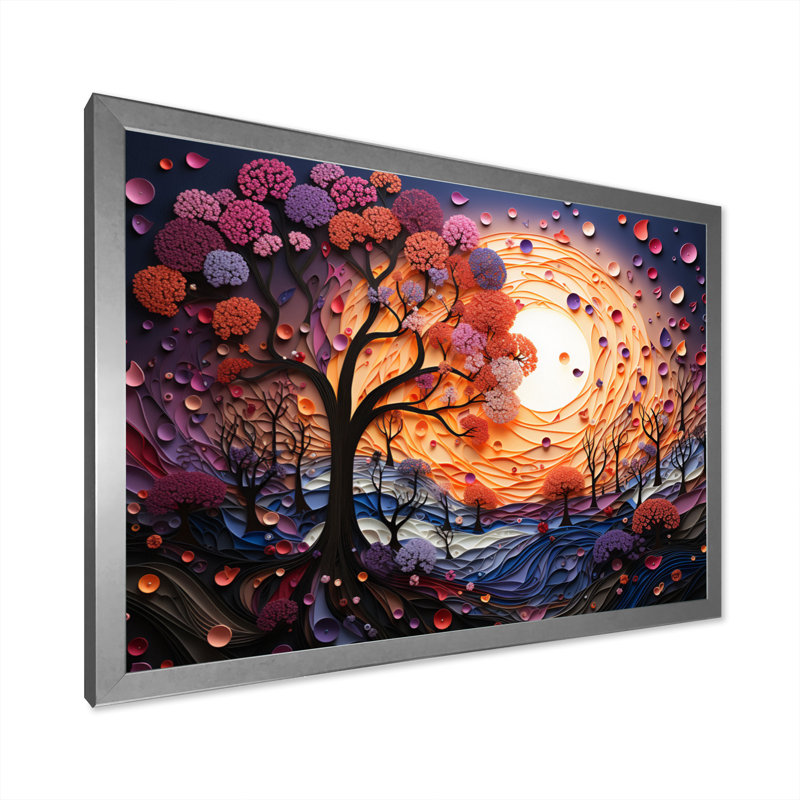 Paysage romantique fondant des cœurs I - impression, H 24 po x l 32 po x P 1 po, Cadre simple argenté