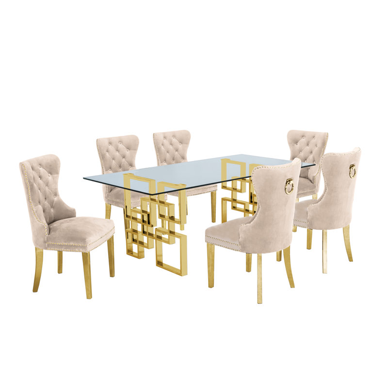 Ensemble repas pour 6 personnes Toombs, Crème / or, 7