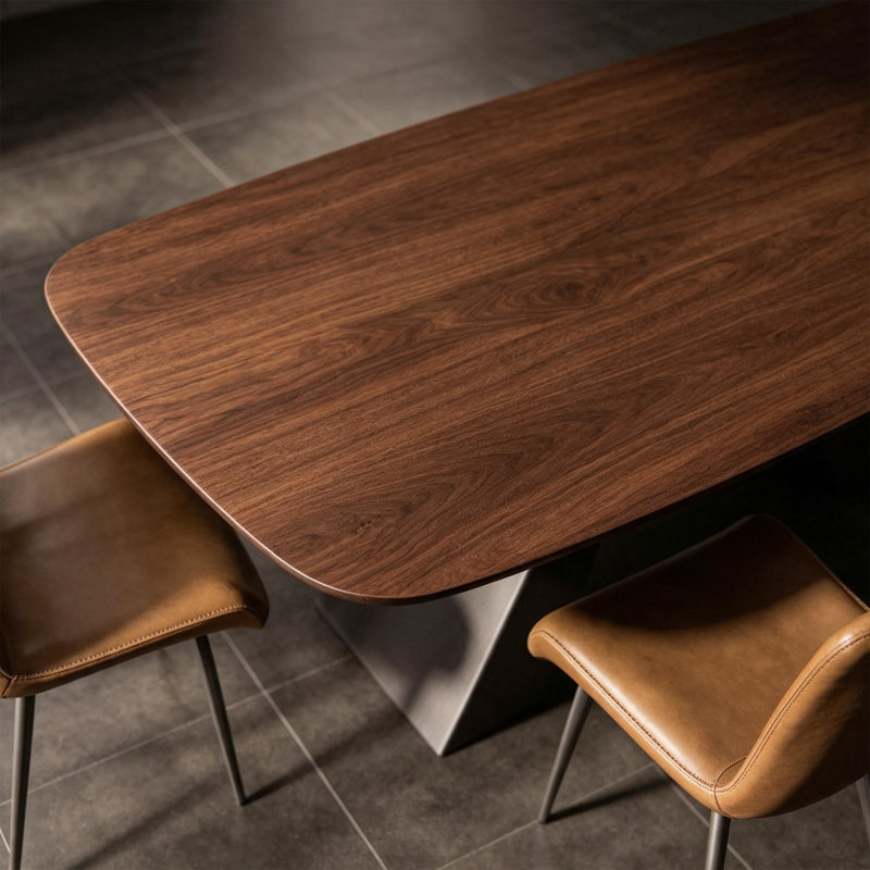 Modern Nut-brown Rectangle Solid Wood Dining Table, 29.52" H x 86.61" W x 35.43" D