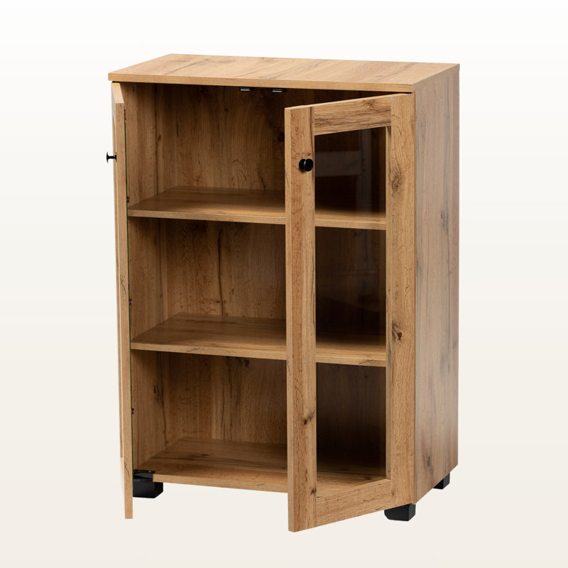 Bloom 2-Door Storage Cabinet in Oak Brown Finish, 32.77'' H X 23.27'' W X 12.21'' D