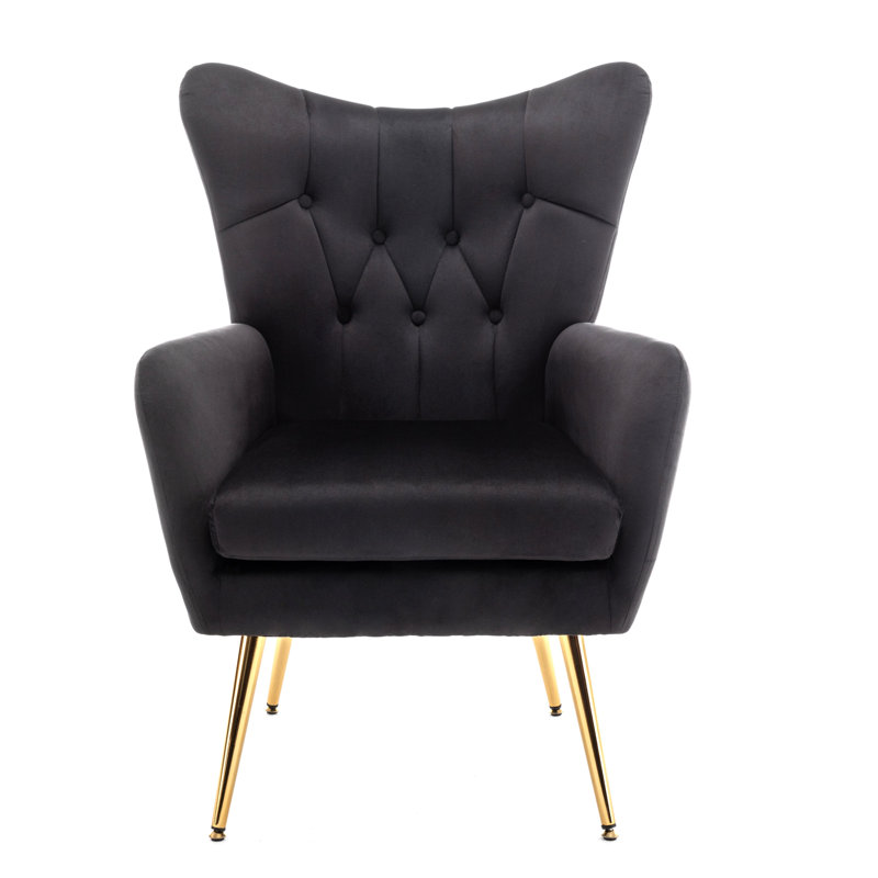 Fauteuil à oreilles 28,5 po Agne, Velours noir