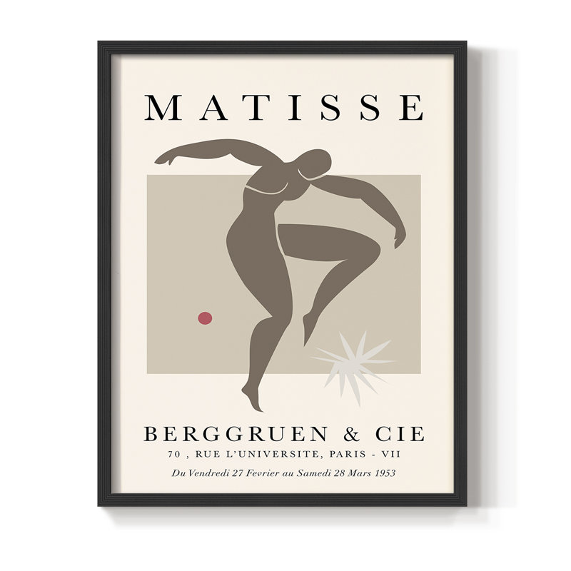 Matisse CCxxix, reproduction encadrée - bois massif, Noir, noir, noir, noir, H 14 po x l 11 po
