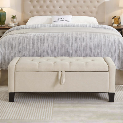 Repose-pieds avec rangement, repose-pieds avec rangement et charnière de sécurité, poids de 350 lb, banc d'entrée rembourré avec sièges pour la chambre à coucher, le salon