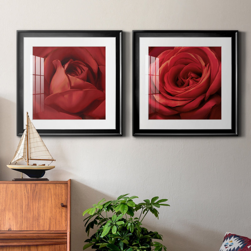 Sincere Red - ensemble de 2 reproductions de cadres photo, Or, H 34,5 po x l 69 po x P 1,5 po
