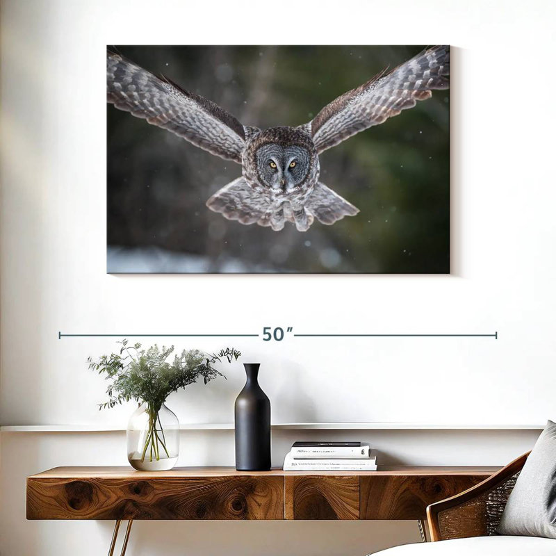 Brampt Flying Winter Owl, 26" H x 39" W