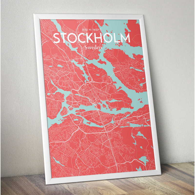 Stockholm City Map - No Frame Print, 43cm H x 28cm W x 0.13cm D
