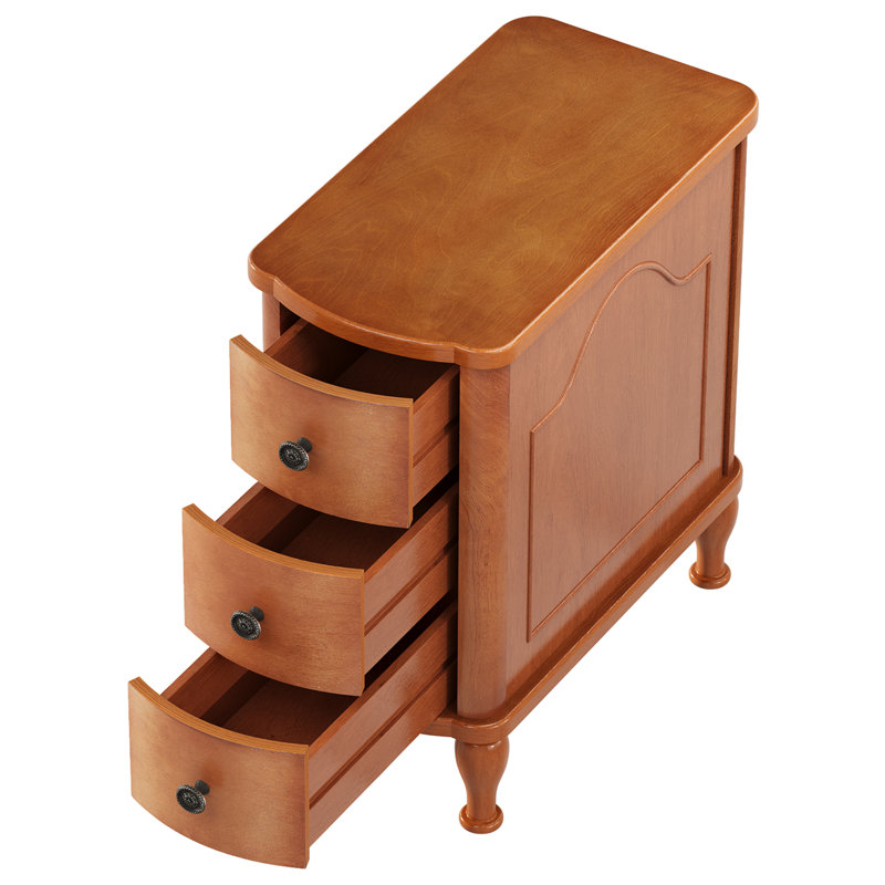 Table d'appoint en bois massif avec 3 tiroirs pour salon (paquet de 2)