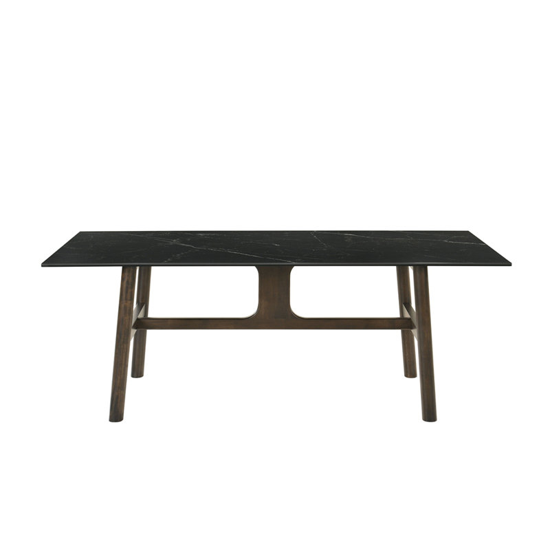 Table de salle à manger à finition contemporaine en céramique et noyer