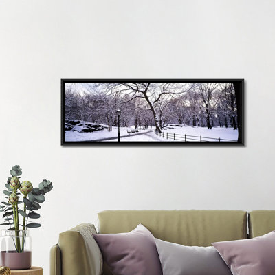 Reproduction de photo sur toile tendue en hiver dans un parc central park, à manhattan, new york, new york, états-unis