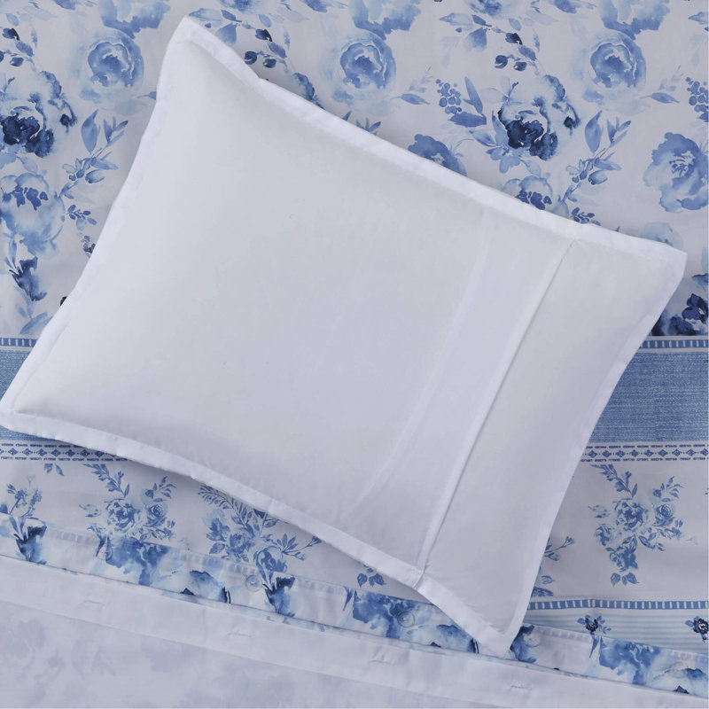 Housse de couette à rayures florales séduisantes en tissu de microfibre, Housse de couette double et 2 taies décoratives