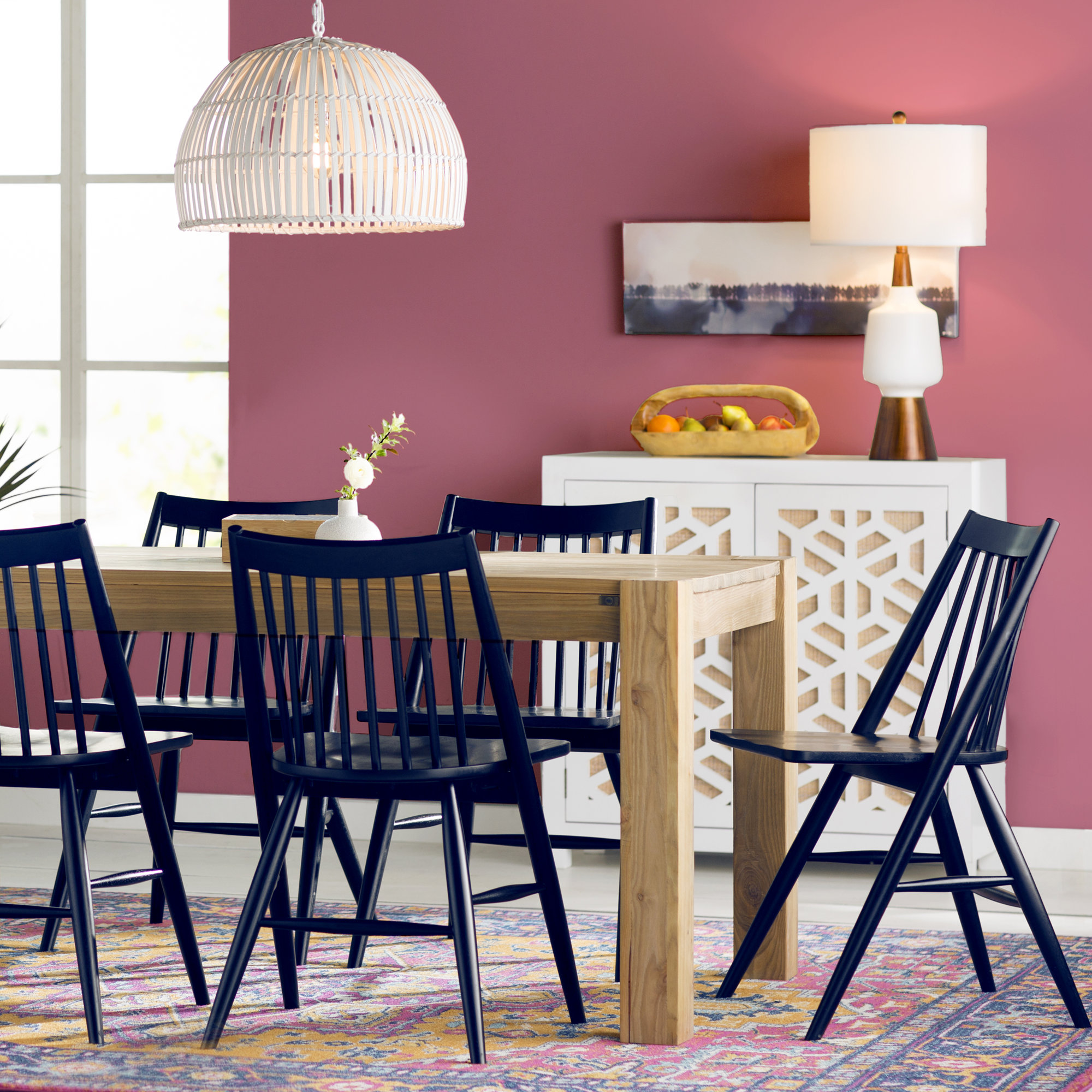Kloss Solid Wood Slat Back Side Chair, Navy
