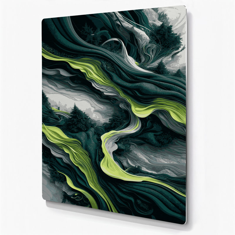 Paysage abstrait 56, art mural en métal bleu