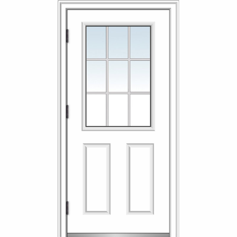 Portes d'entrée intérieures pré-montées en verre avec grilles internes, H 80 po x l 36 po x P 1,75po, 6,56 po