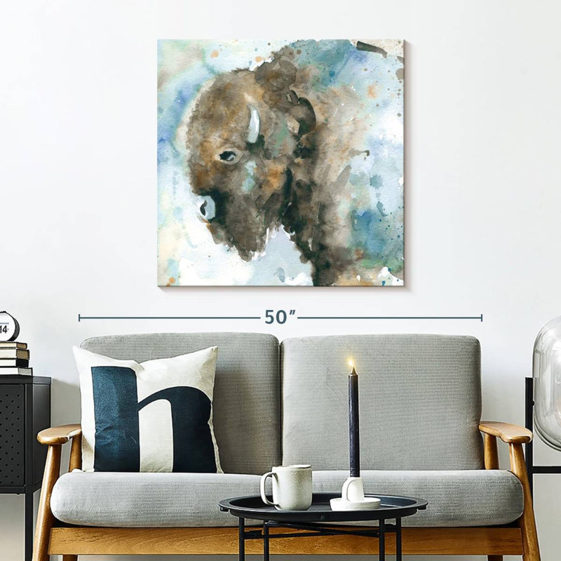 Brampt Buffalo On Blue, 30'' H x 30'' W