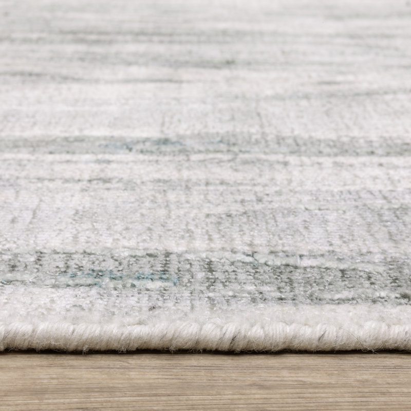 Tapis vert / ivoire Michalski, Tapis de couloir 2 pi 6 po x 10 pi