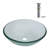 16-1/2 in. Clear Crackle Glass Vessel Basin Glass Circular Vessel Bathroom Sink with Chrome Pop-up Drain