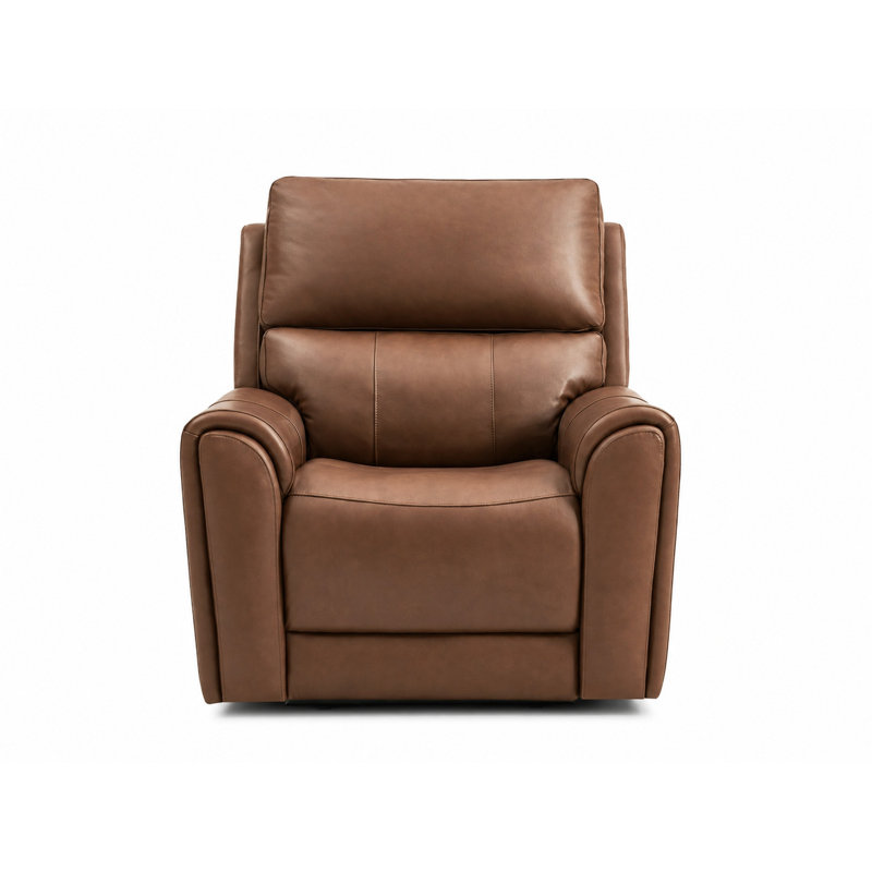 Fauteuil inclinable électrique en cuir avec gravité zéro et appui-tête réglable, Marron clair