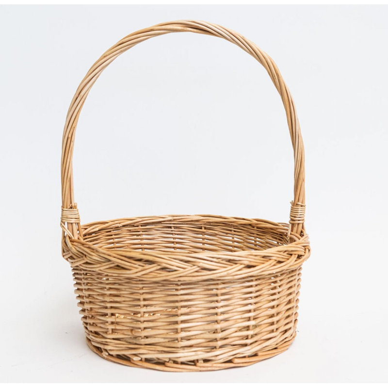 Long Handled Wicker Basket, 15" H x 13" W x 13" D