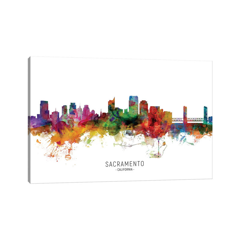 Sacramento California Skyline by Michael Tompsett - Wrapped Canvas Print, 101.6 cm H x 66.04 cm W x 3.175 cm D