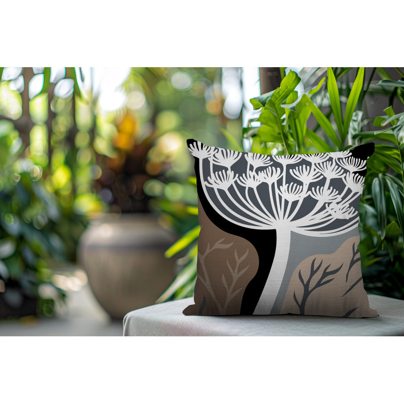Oreiller carré réversible intérieur / extérieur Alimi, Carré 15 po, Noir