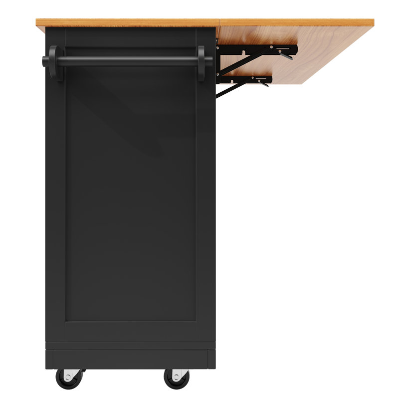 Kitchen Island With 4 Doors And 2 Drawer, Black