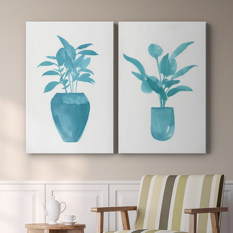 Toile tendue avec châssis V-Premium Watercolor House Plant - prête à être accrochée, H 60 po x l 80 po