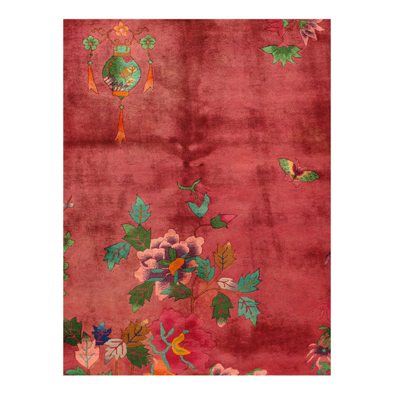 Tapis unique rouge / vert 8 pi 8 po x 11 pi 3 po Azayah