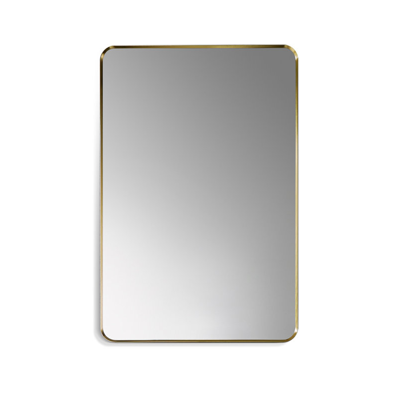 Metal Flat Wall Mirror, 36" H x 24" W, Gold