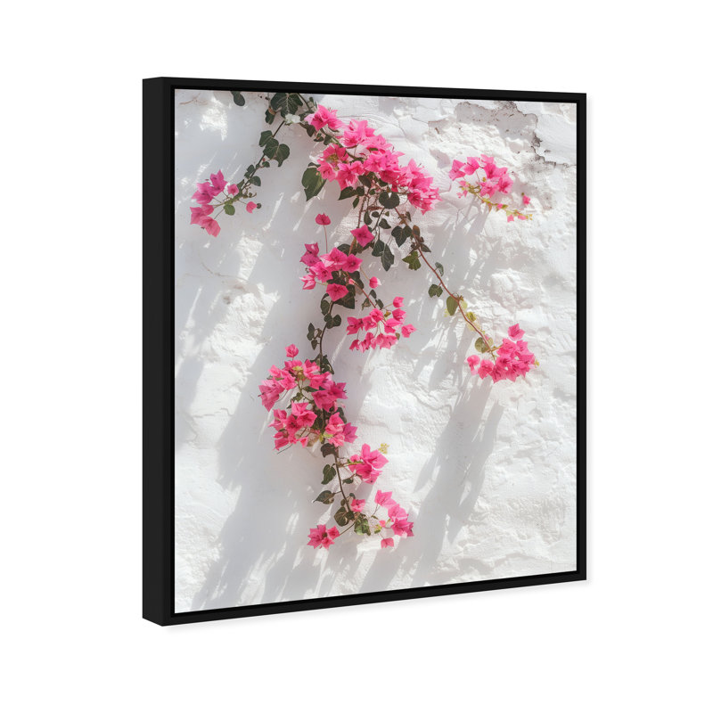 Santorini Blush Print by Oliver Gal, 31"H x 37"W, Black Floater Frame