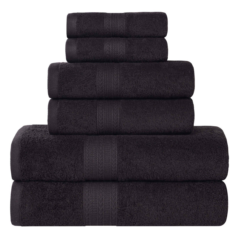 Ensemble de 6 serviettes de bain en coton écologiques à séchage rapide Hannu 450 g / m², Noir