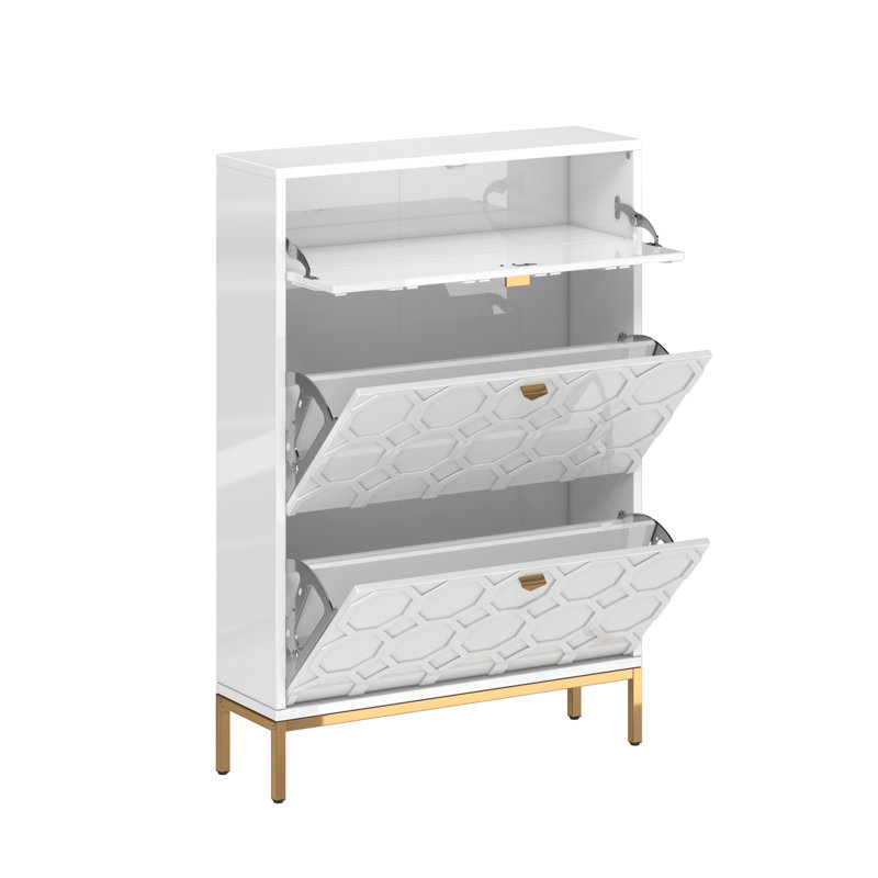 Bailes 16 Pair Shoe Storage Cabinet, White