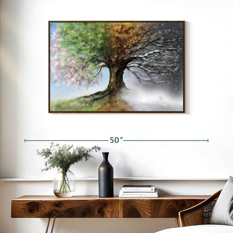 Four Seasons, 37" X 25", Floating Frame Walnut