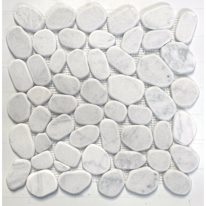 Carrara 12" x 12" Beveled Marble Pebbles / Rocks Wall & Floor Tile