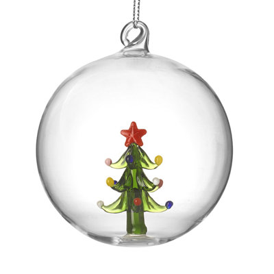 8cm Clear Glass Ball Ornament