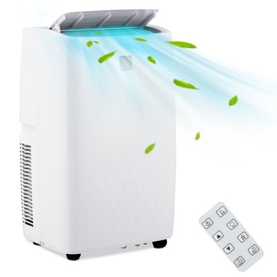 Climatiseur portatif 14-en-1 de 14 000 BTU, déshumidificateur et ventilateur de refroidissement, climatiseur sans ventilation à faible bruit avec télécommande, ensemble de fenêtre pour les espaces jusqu'à 450 pieds carrés Ft, blanc
