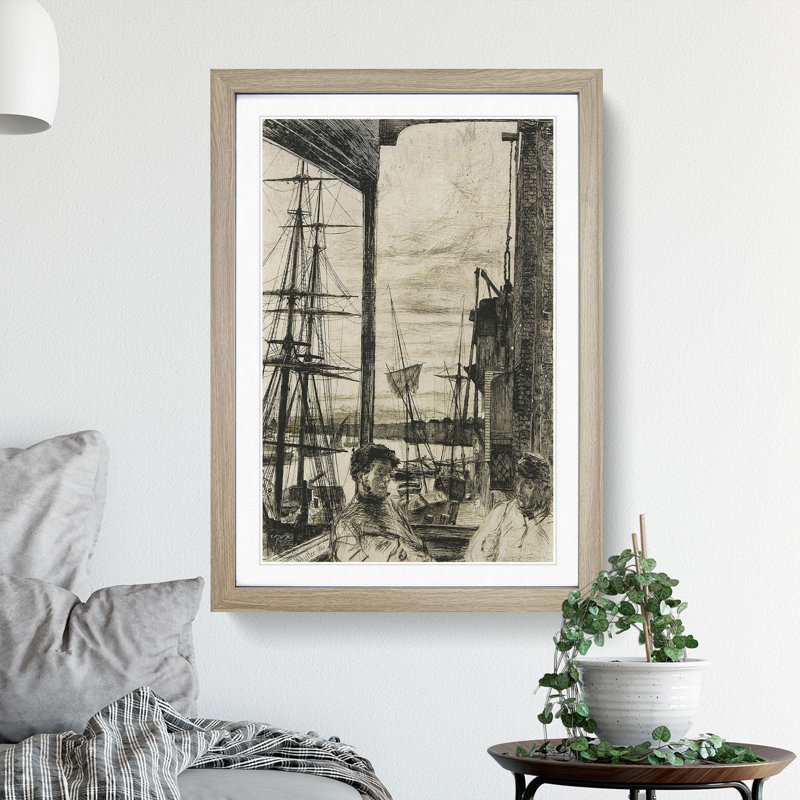 Rotherhithe by James Mcneill Whistler - Picture Frame Drawing, Oak Framed, 65cm H x 48cm W x 2cm D
