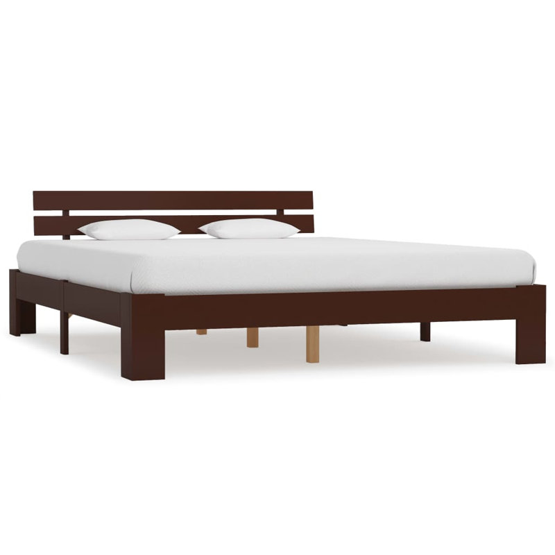 vidaXL Bed Frame Solid Pine Wood, Dark Brown, Super King (6')
