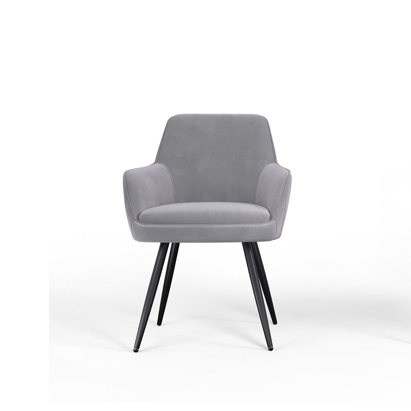 Grey Modern Mid-Century Upholstered Accent Chair With Channel-Tufted Back, Grey