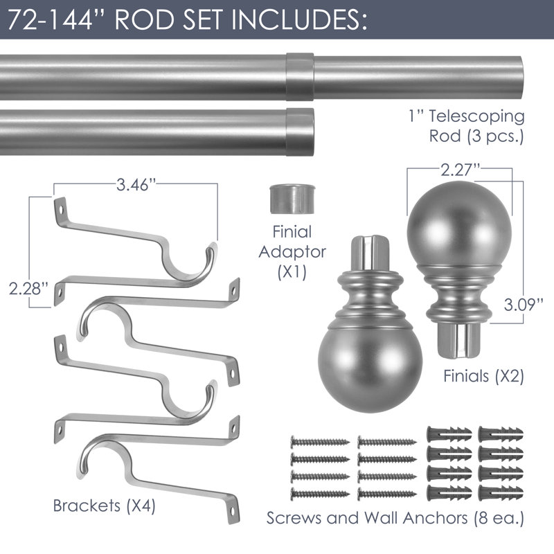 Tringle de rideau simple en plastique réglable, l 18 po - 36 po, Blanc