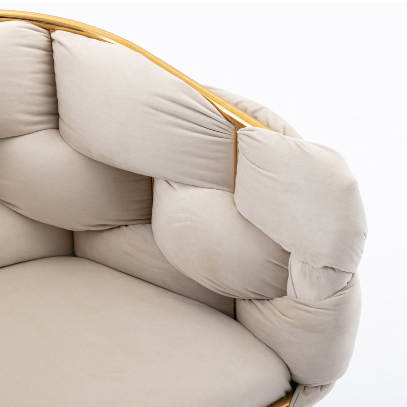 Ensemble de 2 fauteuils luxueux simples et modernes en velours pour la chambre à coucher, Vert olive, 2