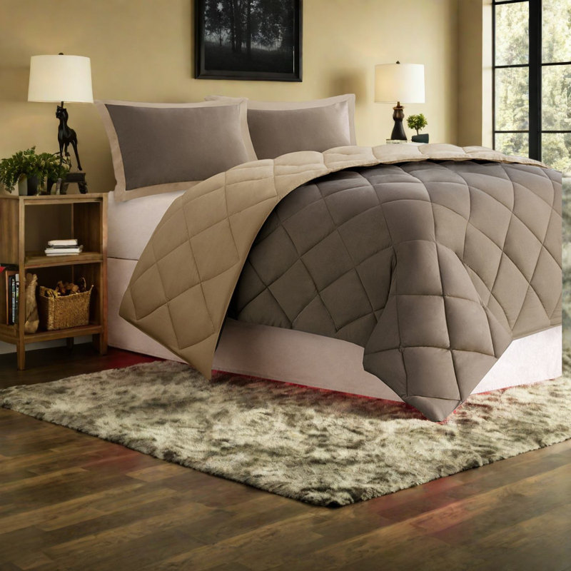 Ensembles de literie réversibles, édredon en polyester hypoallergénique avec matelassage en losanges, parfait pour un usage domestique