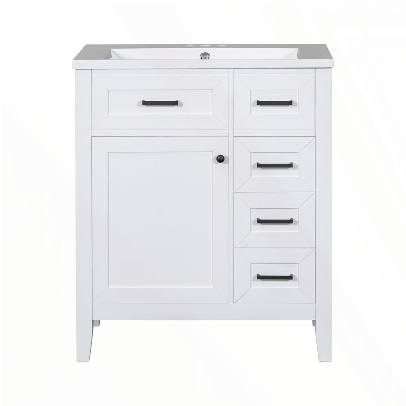 30" Bathroom Vanity with Sink Combo, Black, White