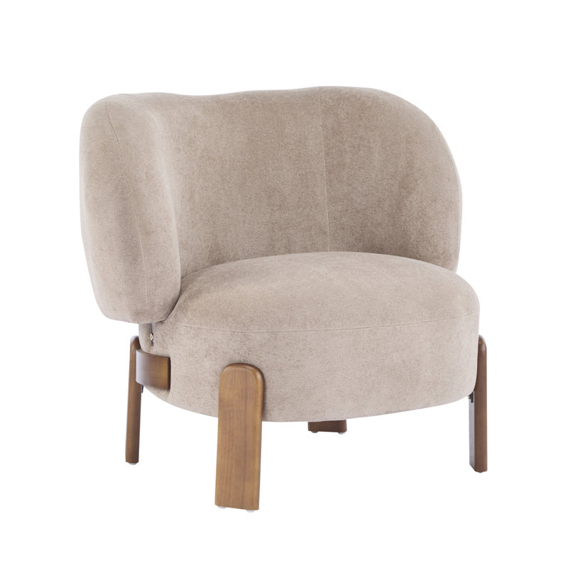 Harr Mid-Century Modern Wingback Upholstered Accent Chair, Light Brown